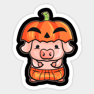 Little Pink Pig dresses as a Pumpkin for Halloween Sticker